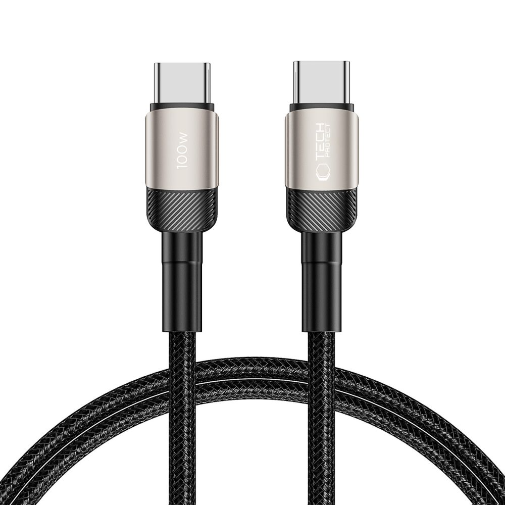 Kabl za prenos podataka i punjenje USB-C - USB-C Tech-Protect Ultraboost EVO, 100W, 1m, Srebrni