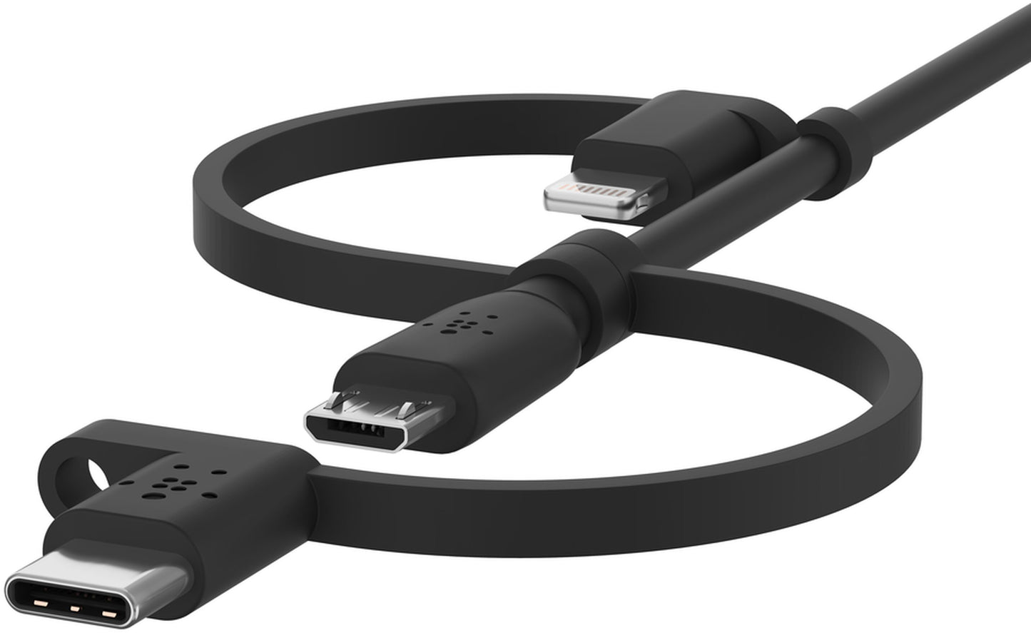 Kabl za prenos podataka i punjenje USB-A - Lightning / microUSB / USB-C Belkin BoostCharge, 1m, Crni CAC001bt1MBK