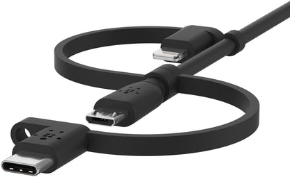 Kabl za prenos podataka i punjenje USB-A - Lightning / microUSB / USB-C Belkin BoostCharge, 1m, Crni CAC001bt1MBK