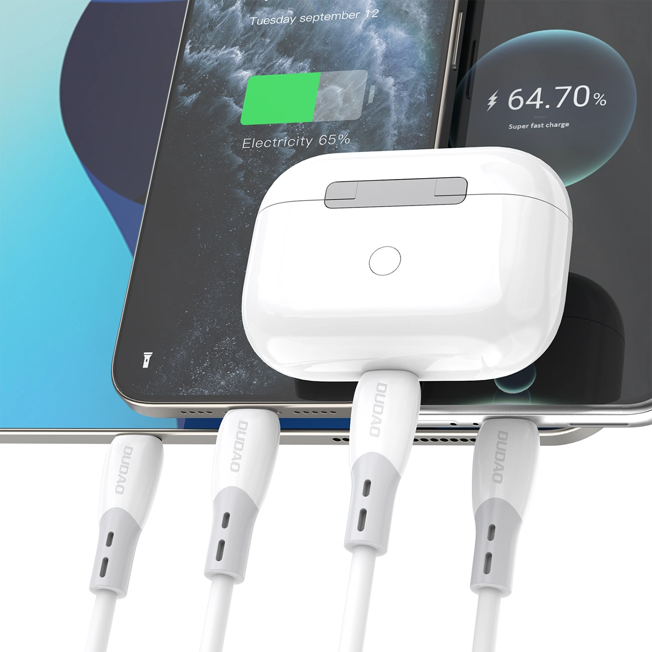 Kabl za podatke i punjenje USB-C - USB-C Dudao L25SC, 60W, 2m, Bela