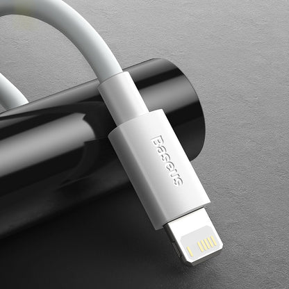 Data and Charging Cable USB-C - Lightning Baseus Simple Wisdom, 20W, 1.5m, Set 2 pieces, White 