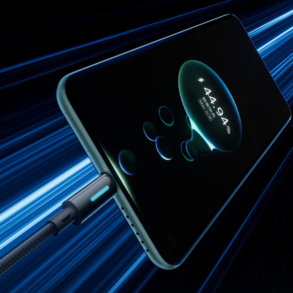 Kabl za podatke i punjenje USB-A - USB-C Baseus Lit Button Control, 100W, 2m, Crni P10379002121-01