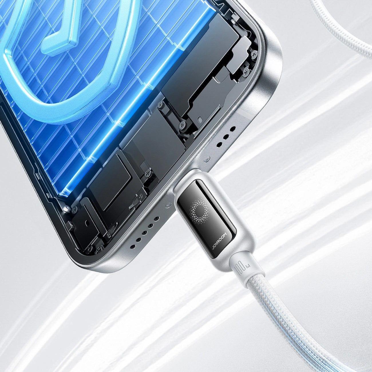 Kabl za prenos podataka i punjenje USB-C - USB-C Joyroom S-A55 StarFlight Display, 100W, 1.2m, Bel