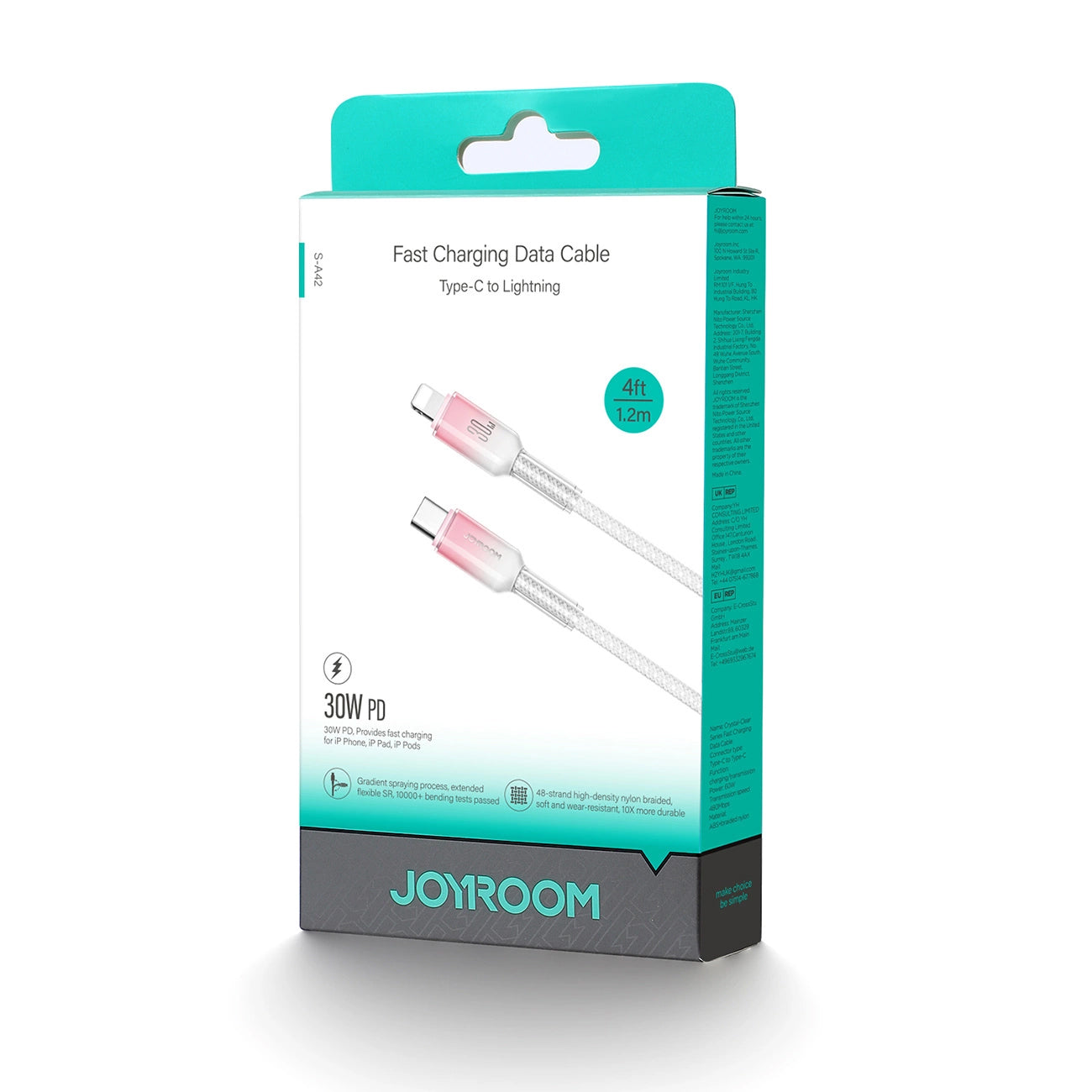 USB-C - Lightning kabl za prenos podataka i punjenje Joyroom S-A42, 30W, 1.2m, Bela