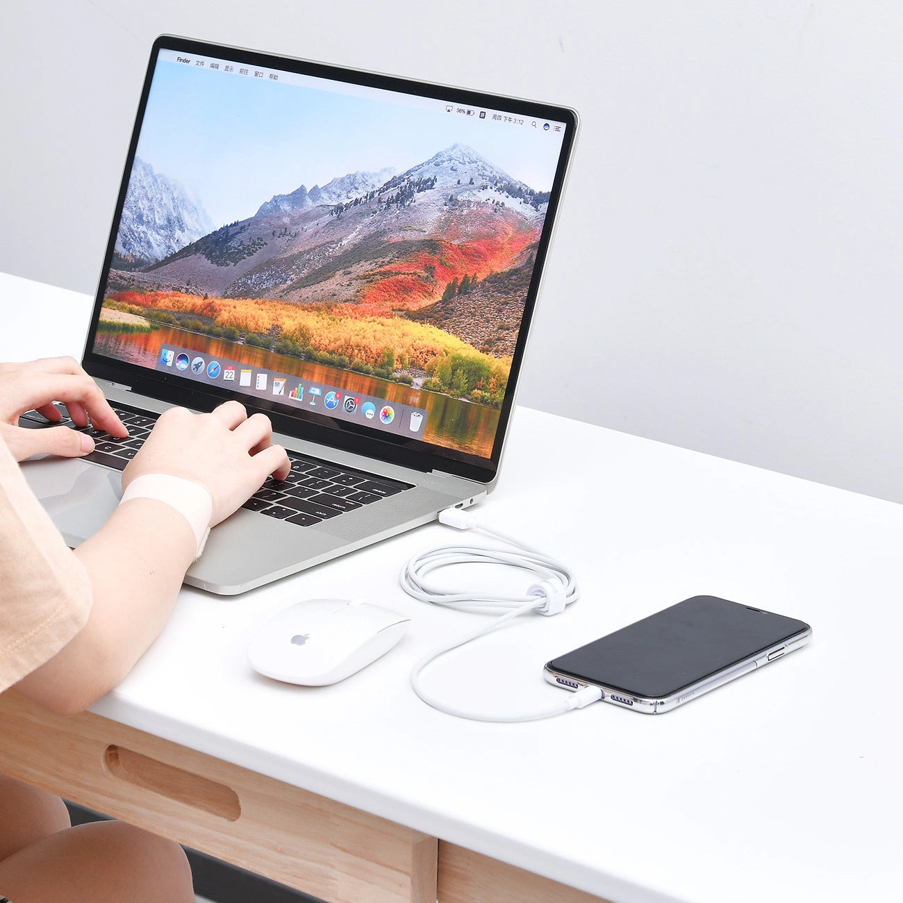 Data and Charging Cable USB-C - Lightning Baseus Simple Wisdom, 20W, 1.5m, Set 2 pieces, White 