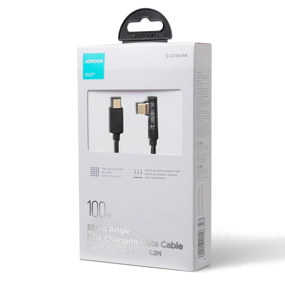 Kabl za podatke i punjenje USB-C - USB-C Joyroom S-CC100A6 Angled, 100W, 1.2m, Crni