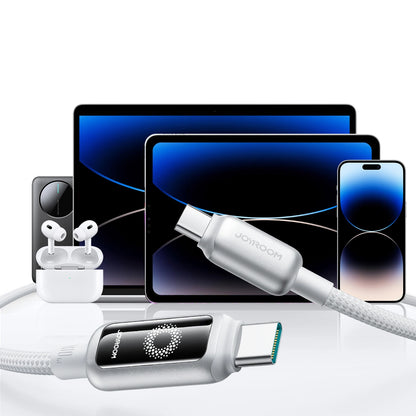 Kabl za prenos podataka i punjenje USB-C - USB-C Joyroom S-A55 StarFlight Display, 100W, 1.2m, Bel