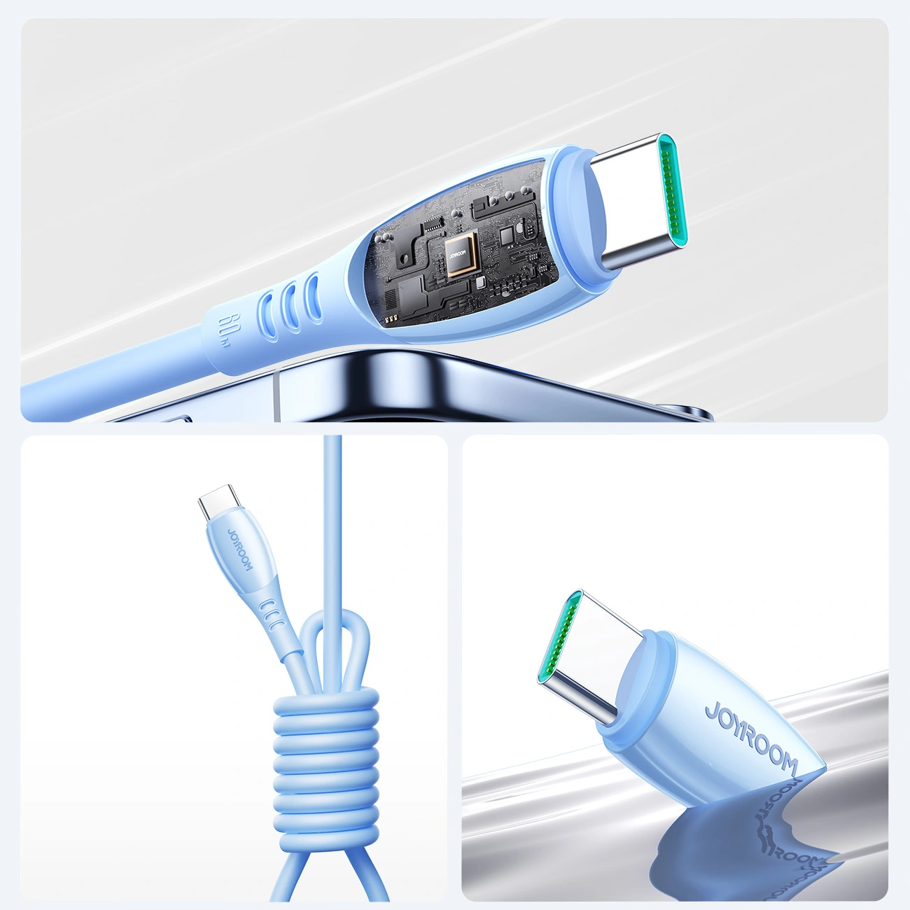 Kabl za podatke i punjenje USB-C - USB-C Joyroom S-A59 Vibrant, 60W, 1.2m, Plavi