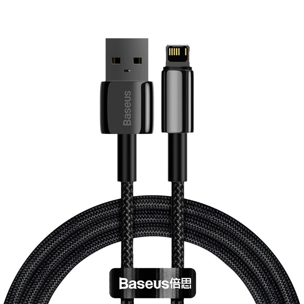 Kabel za Prijenos Podataka i Punjenje USB-A - Lightning Baseus Tungsten Gold, 20W, 1m, Crni CALWJ-01