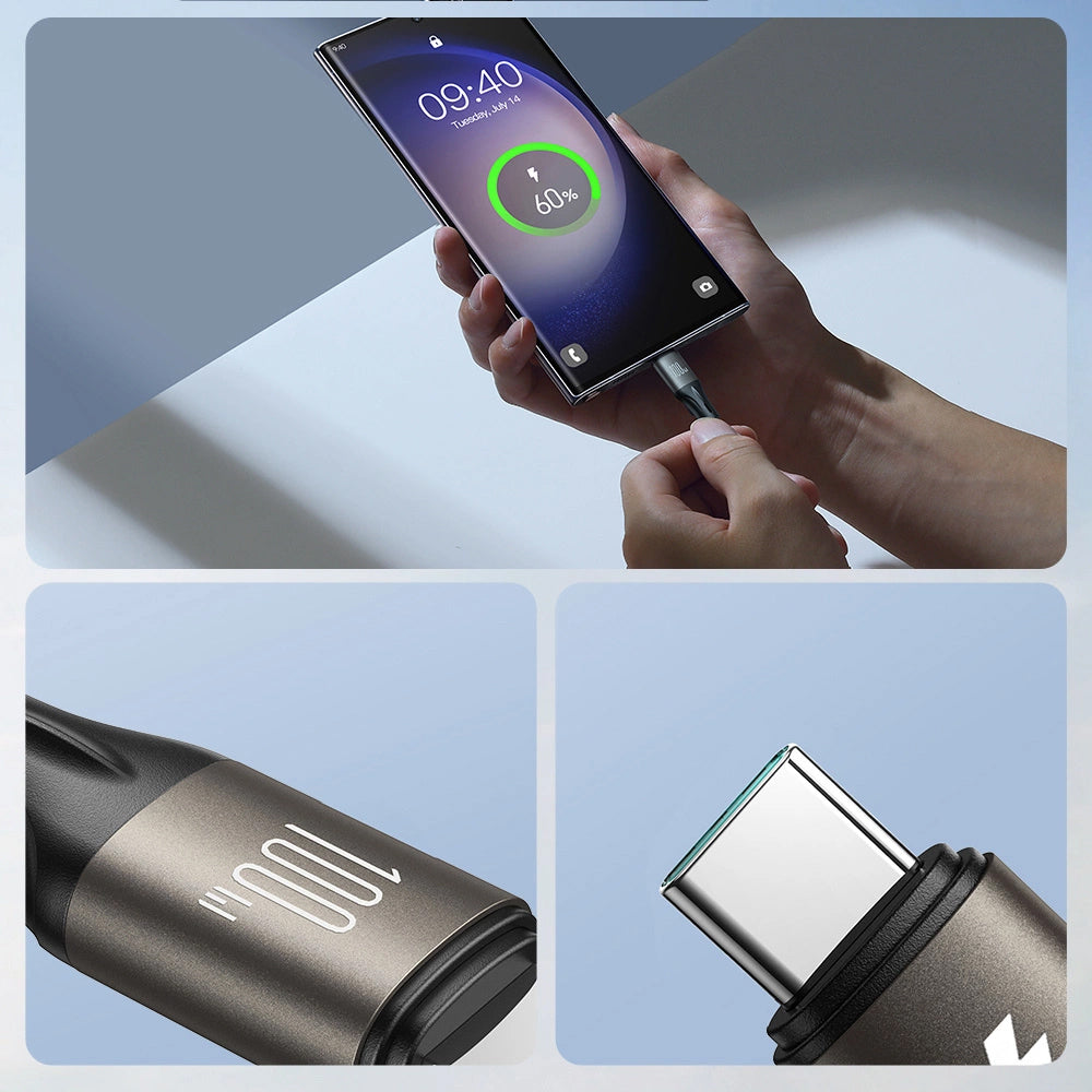 Kabl za prenos podataka i punjenje USB-C - USB-C Joyroom S-A25 Light-Speed, 100W, 1.2m, Crni