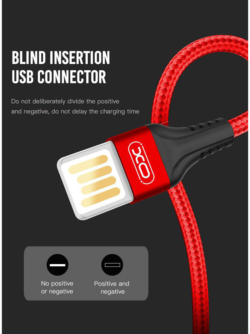 Kabl za podatke i punjenje USB-A - microUSB XO Design NB118, 18W, 1m, Crveni