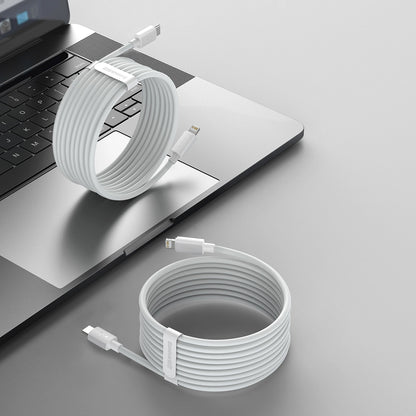 Data and Charging Cable USB-C - Lightning Baseus Simple Wisdom, 20W, 1.5m, Set 2 pieces, White 