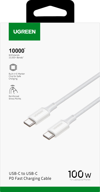 Kabl za podatke i punjenje USB-C - USB-C UGREEN US300, 100W, 2m, Bela