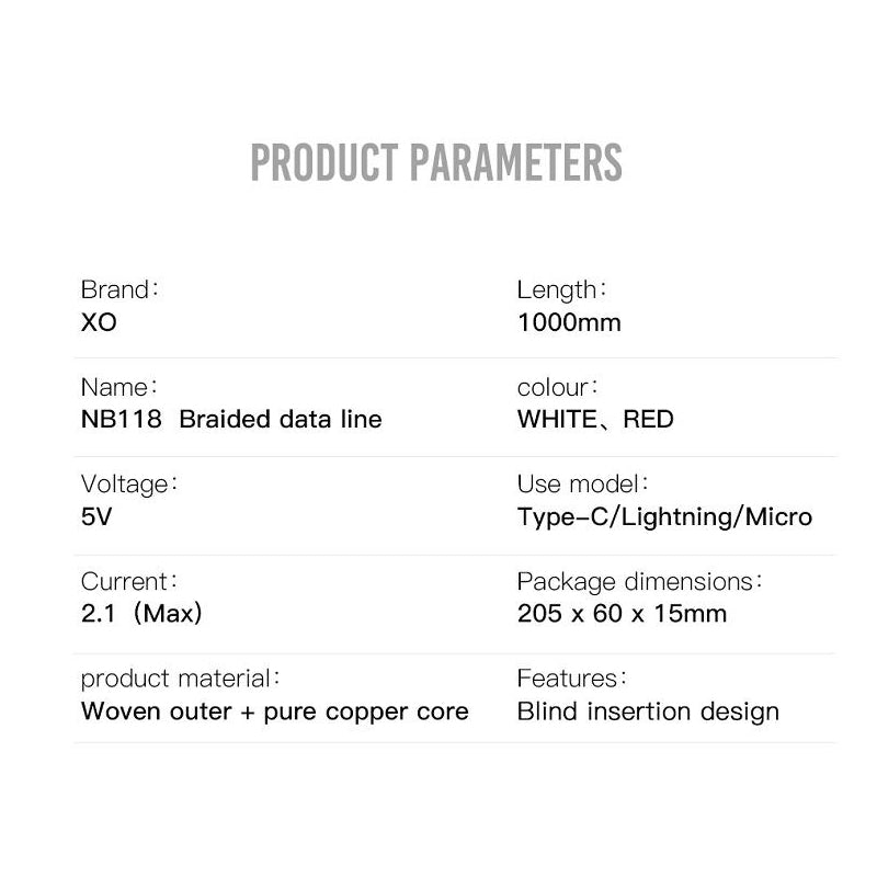 Kabl za podatke i punjenje USB-A - microUSB XO Design NB118, 18W, 1m, Crveni