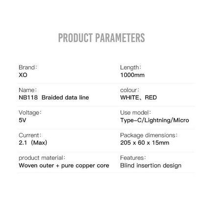 Kabl za podatke i punjenje USB-A - microUSB XO Design NB118, 18W, 1m, Crveni