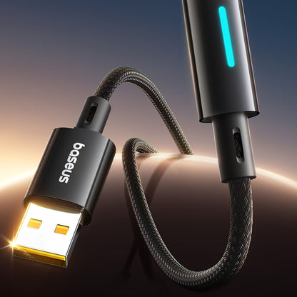 Kabl za podatke i punjenje USB-A - USB-C Baseus Lit Button Control, 100W, 2m, Crni P10379002121-01