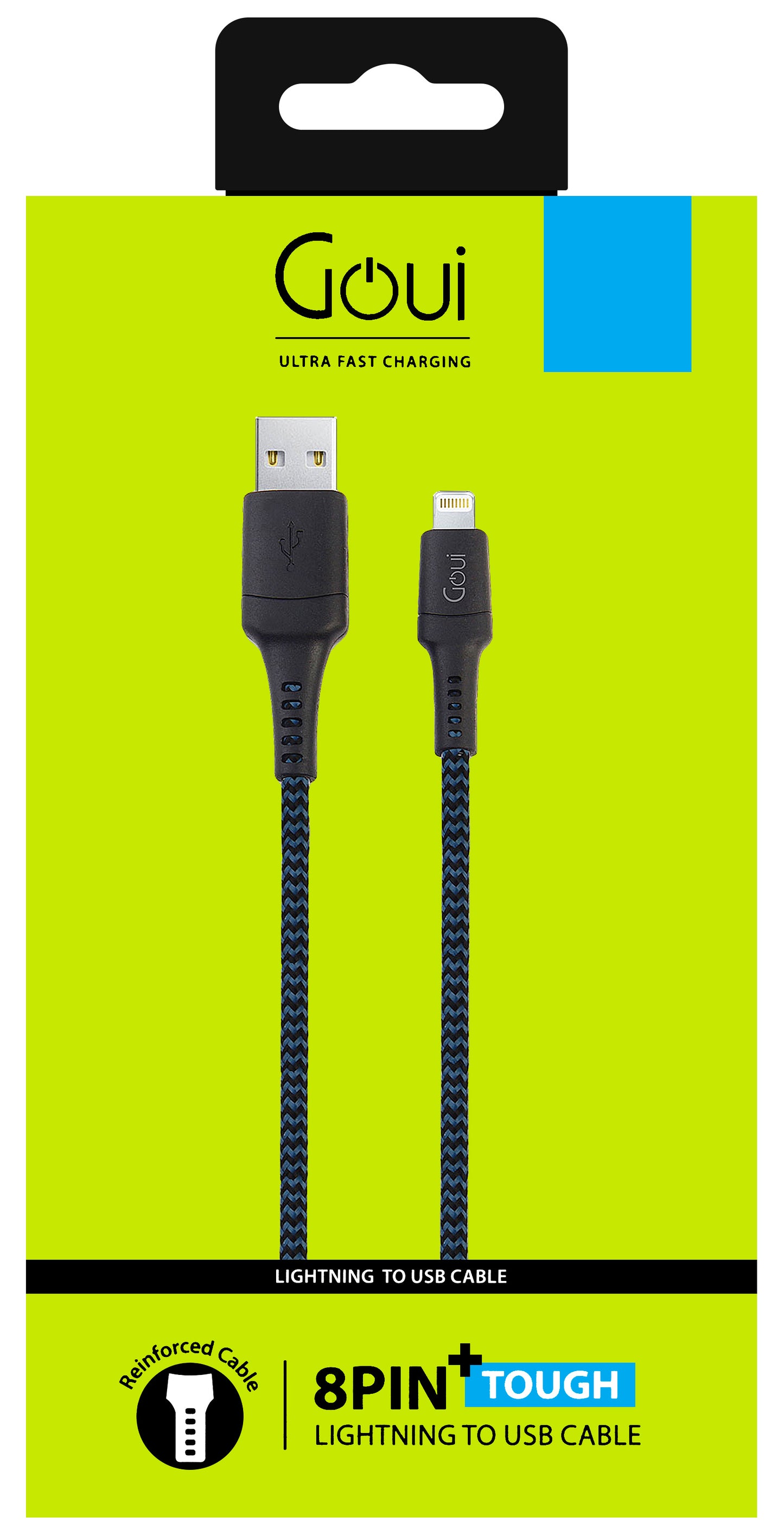 Kabel za Prijenos Podataka i Punjenje USB-A - Lightning Goui Tough, 18W, 1.5m, Tamnoplavi G-LC15-8PINBK