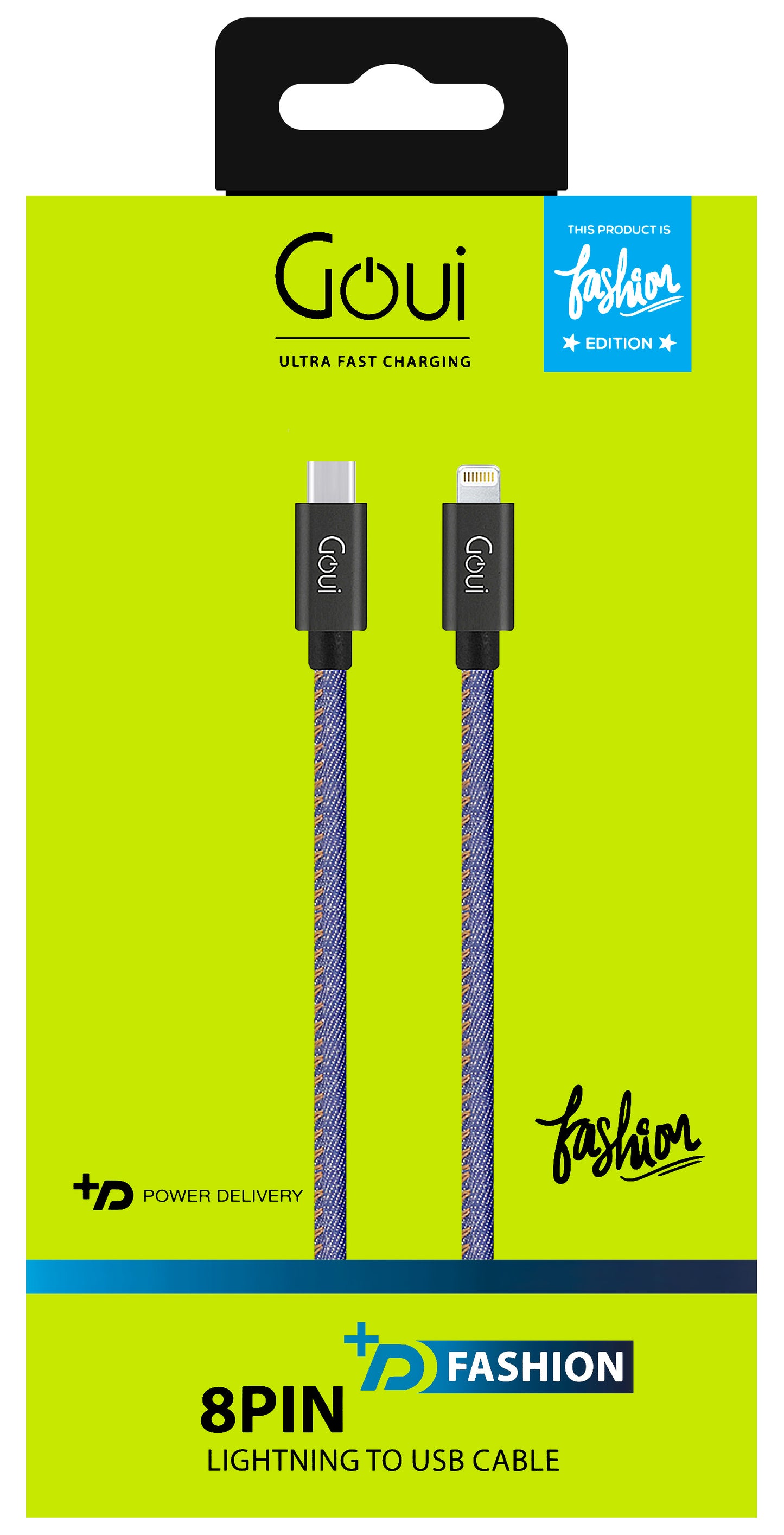 Data and Charging Cable USB-C - Lightning Goui Fashion, 18W, 1m, Blue G-FASHIONC94JB