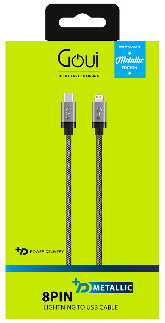 USB-C Data and Charging Cable USB-C - Lightning Goui Metallic, 18W, 1m, Grey G-METALLICC94S