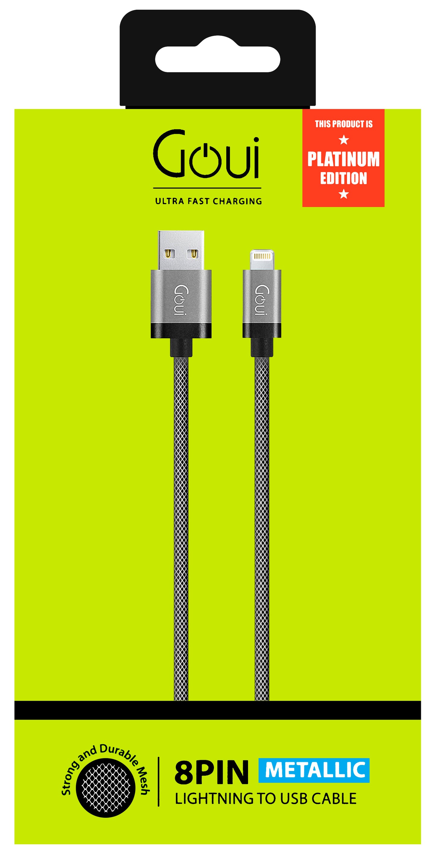 Kabel za Prijenos Podataka i Punjenje USB-A - Lightning Goui Metallic, 18W, 1m, Sivi G-LC8PIN-02S
