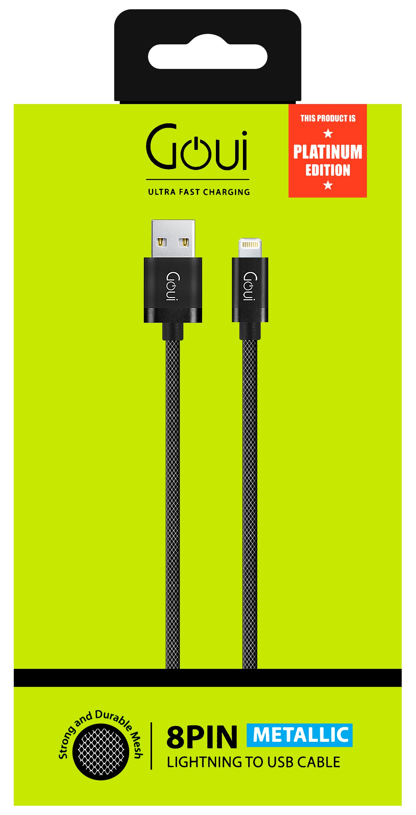 Kabel za Prijenos Podataka i Punjenje USB-A - Lightning Goui Metallic, 18W, 1m, Crni G-LC8PIN-02BK