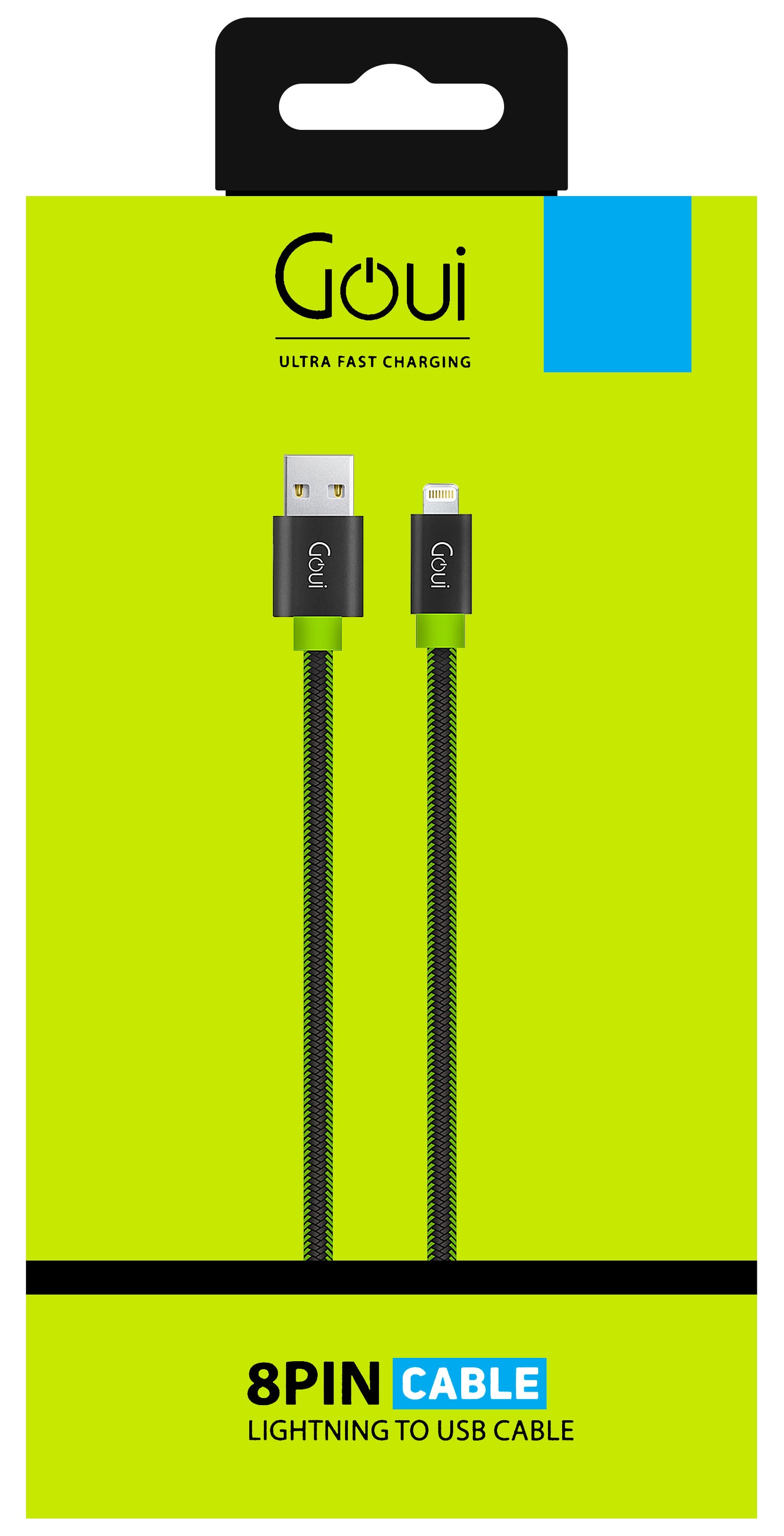 Kabl za Prenos Podataka i Punjenje USB-A - Lightning Goui Fashion Flat, 18W, 1m, Zelena G-LC8PINFBF-GK