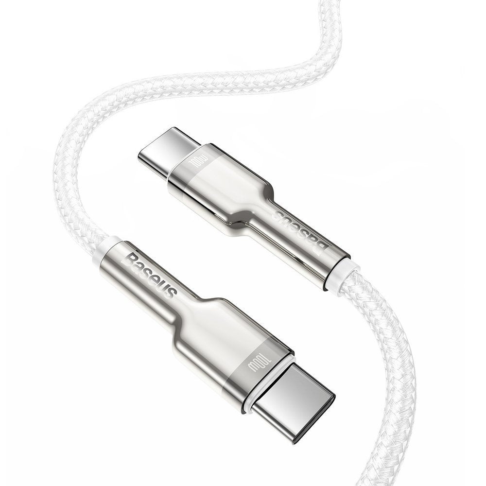 Kabl za Prenos Podataka i Punjenje USB-C - USB-C Baseus Cafule Metal Series, 100W, 1m, Beli CATJK-C02