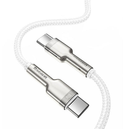 Kabl za Prenos Podataka i Punjenje USB-C - USB-C Baseus Cafule Metal Series, 100W, 1m, Beli CATJK-C02