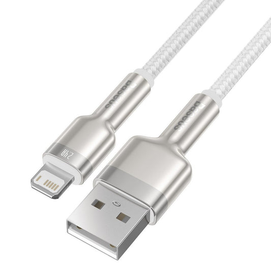 Kabl za prenos podataka i punjenje USB-A - Lightning Baseus Cafule Metal Series, 18W, 2m, Beli CALJK-B02