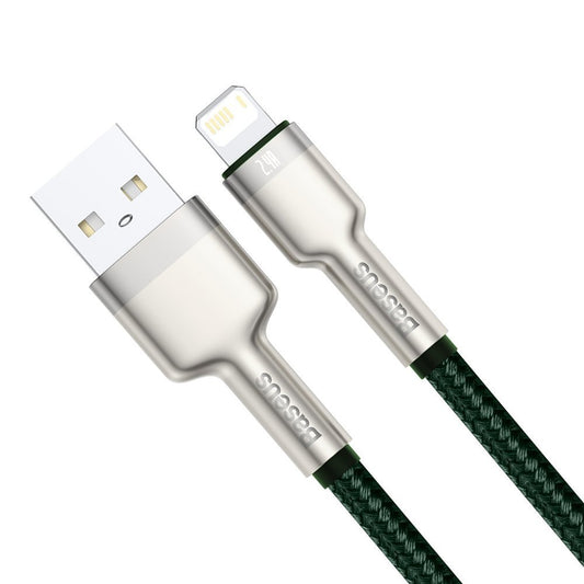 Kabl za prenos podataka i punjenje USB-A - Lightning Baseus Cafule Metal Series, 18W, 1m, Zeleni CALJK-A06