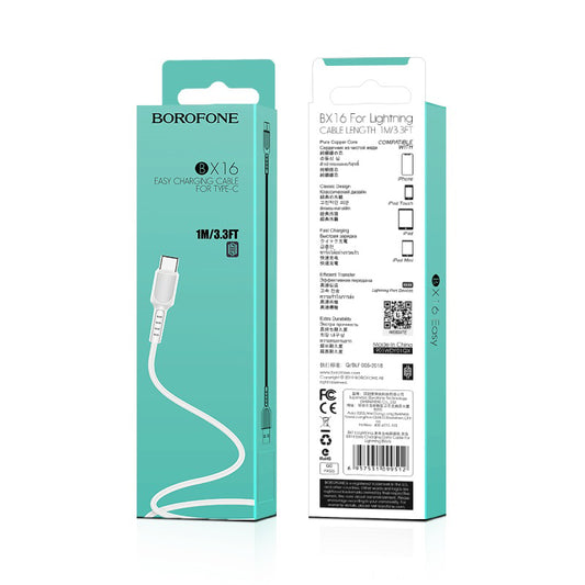 Kabel za Prijenos Podataka i Punjenje USB-A - USB-C Borofone BX16, 18W, 1m, Bijeli