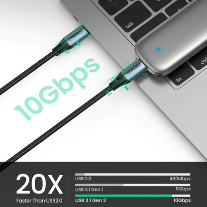 Kabl za Prenos Podataka i Punjenje USB-C - USB-C UGREEN US355, 100W, 1m, Crni