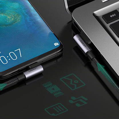 Kabel za Prijenos Podataka i Punjenje USB-A - USB-C UGREEN US176 Angled, 60W, 2m, Crni