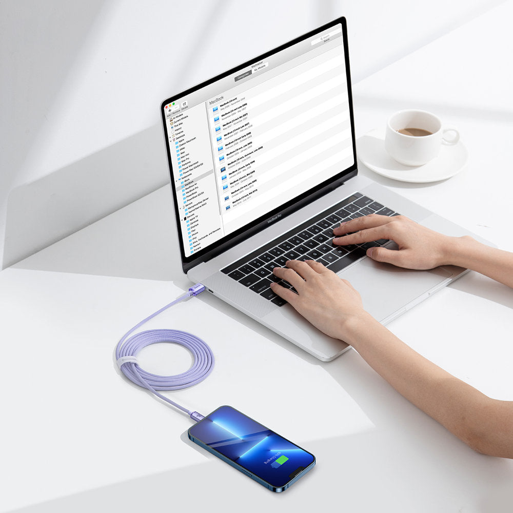 Kabl za prenos podataka i punjenje USB-C - Lightning Baseus Crystal Shine Series, 20W, 2m, Ljubičasti CAJY000305
