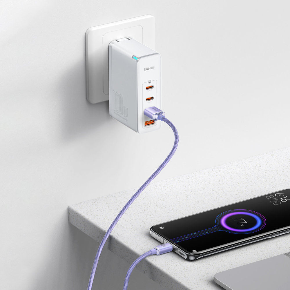 Kabl za podatke i punjenje USB-A - USB-C Baseus Crystal Shine Series, 100W, 2m, Ljubičasti CAJY000505