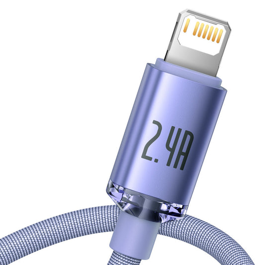 Kabel za Prijenos Podataka i Punjenje USB-A - Lightning Baseus Crystal Shine serija, 18W, 1.2m, Ljubičasti CAJY000005