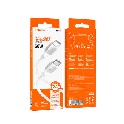 Kabl za Prenos Podataka i Punjenje USB-C - USB-C Borofone BX101 Creator, 60W, 1m, Beli