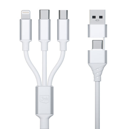 Kabl za punjenje USB-A / USB-C - Lightning / microUSB / USB-C 3MK Hyper 3in1, 12W, 1.5m, Bel
