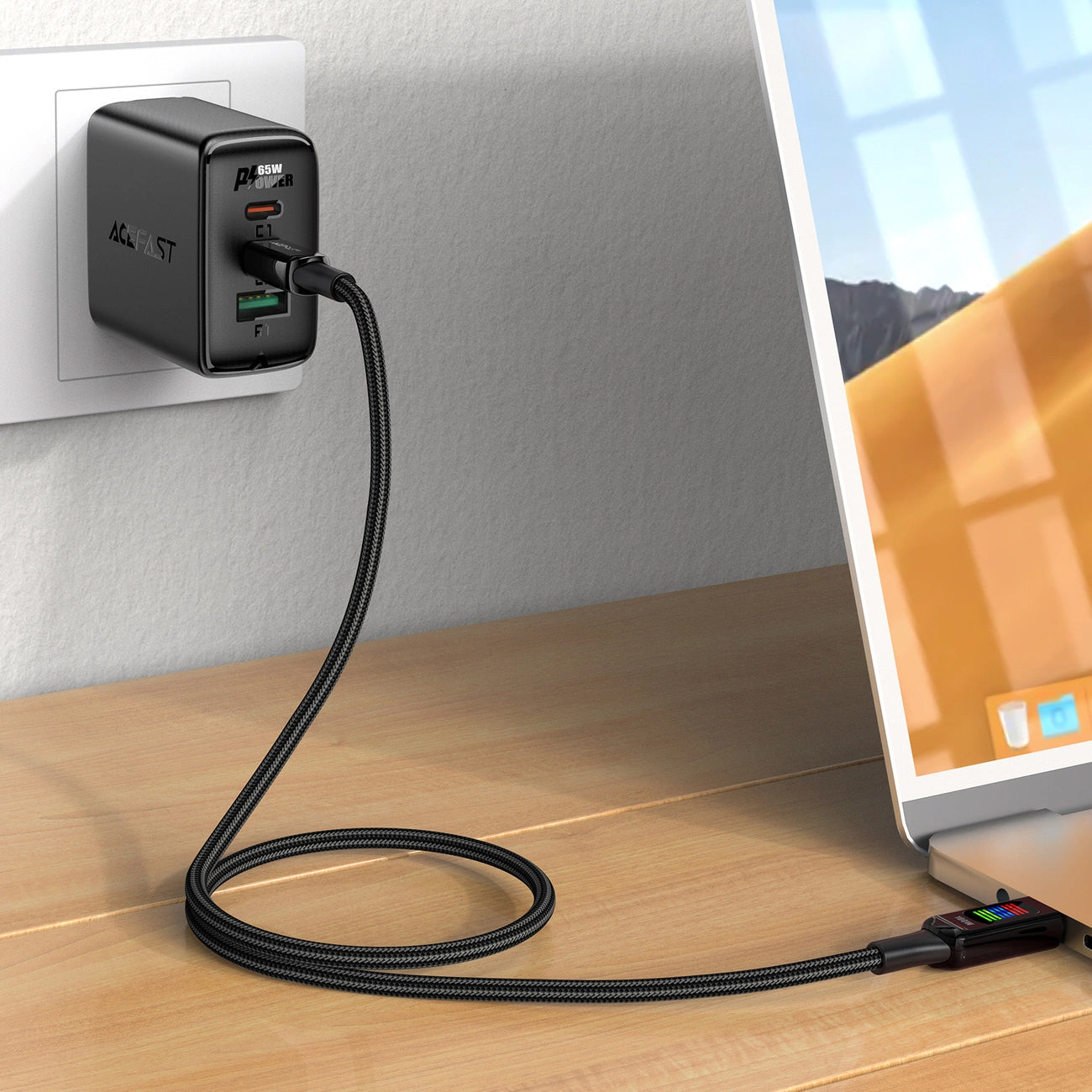 Kabl za Prenos Podataka i Punjenje USB-C - USB-C Acefast C7-03, 100W, 1.2m, Crni