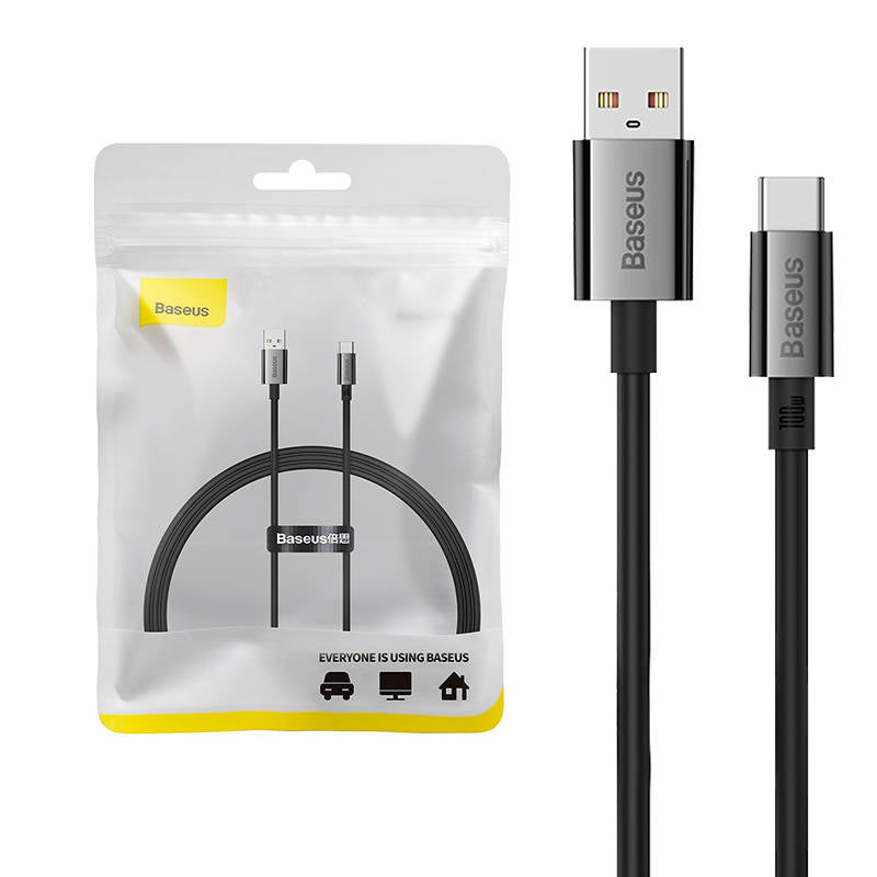 USB-A to USB-C Baseus Superior Series Data and Charging Cable, 100W, 1m, Black 