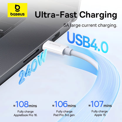 USB-C Data and Charging Cable - USB-C Baseus Superior Series 2, 240W, 1m, White P10365200211-02