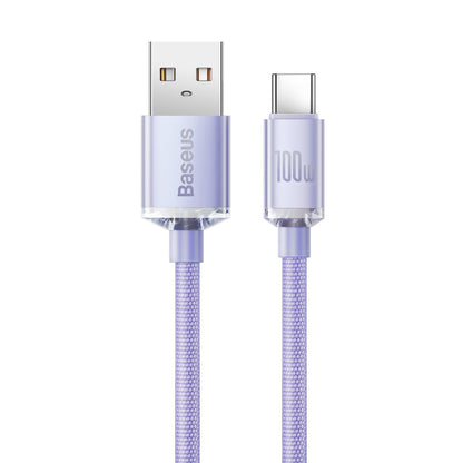 Kabel za Prijenos Podataka i Punjenje USB-A - USB-C Baseus Crystal Shine Series, 100W, 1.2m, Ljubičasti CAJY000405