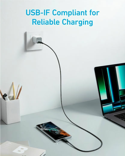 Kabl za prenos podataka i punjenje USB-C - USB-C Anker 322, 60W, 0.9m, Crni A81F5G11