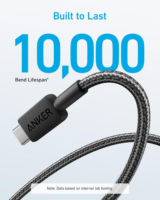 Data and Charging Cable USB-A - USB-C Anker 322, 18W, 1.8m, Black A81H6G11 