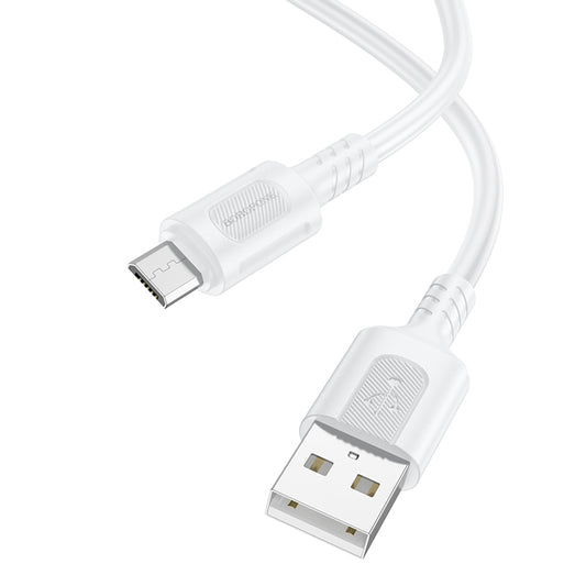 Data and Charging Cable USB-A - microUSB Borofone BX111 Feliz, 18W, 1m, White 