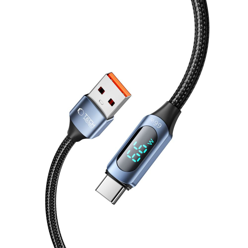 Data and Charging Cable USB-A - USB-C Tech-Protect Ultraboost LED, 66W, 1m, Blue