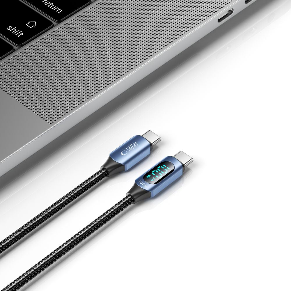 Kabl za Prenos Podataka i Punjenje USB-C - USB-C Tech-Protect Ultraboost LED, 100W, 1m, Plavi