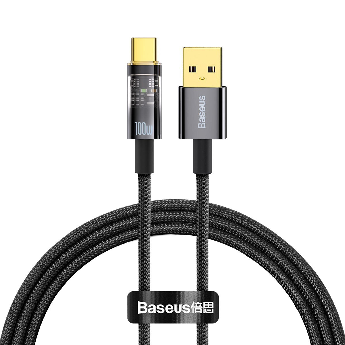 Kabl za Prenos Podataka i Punjenje USB-A - USB-C Baseus Explorer, 100W, 1m, Crni CATS000201