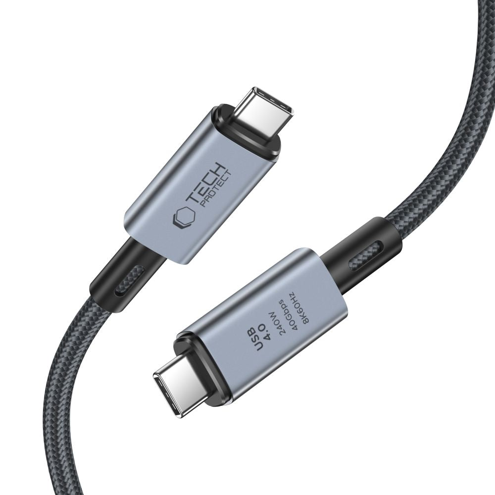 Kabl za Prenos Podataka i Punjenje USB-C - USB-C Tech-Protect Ultraboost Max, 240W, 2m, Sivi