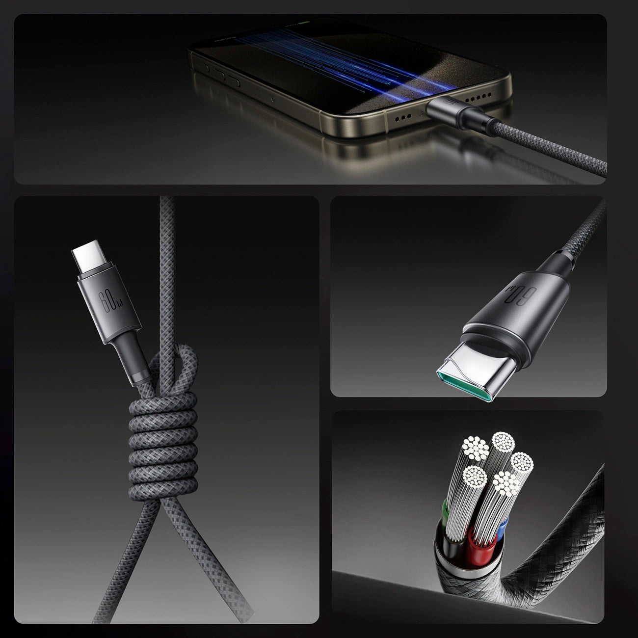 Kabl za podatke i punjenje USB-C - USB-C Joyroom S-A50, 60W, 1.2m, Sivi